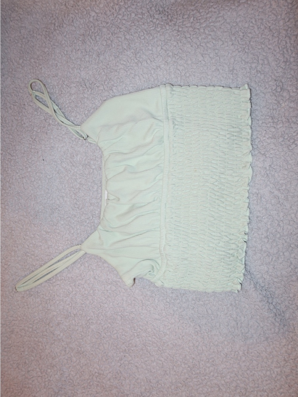 Cream Smocked Crop Tank Top